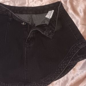 Black Denim Mini Skirt